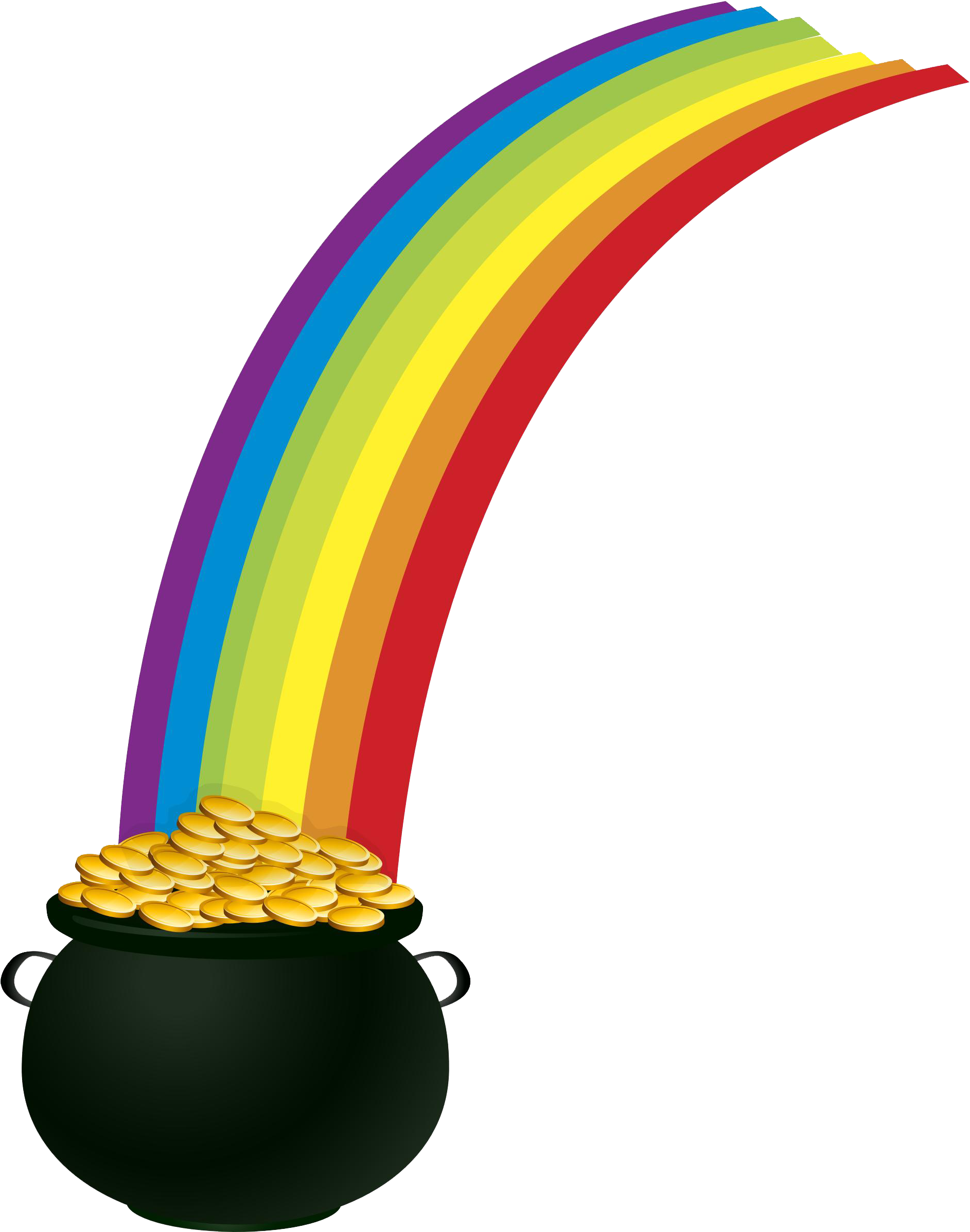 Pot Of Gold Rainbow Clipart (1884x2400), Png Download