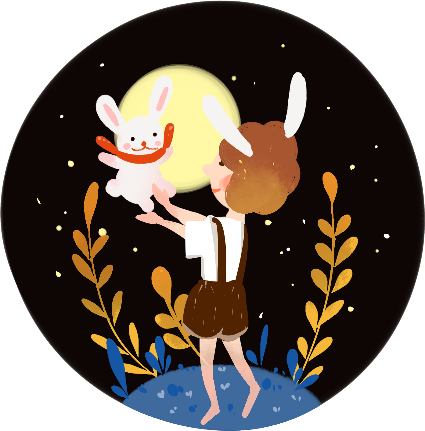 Fantasy Wind Picture Book Girl Rabbit Png And Psd - Cartoon (2000x2000), Png Download