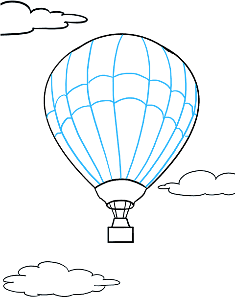 Drawing Air Hot - Hot Air Balloon Drawing (680x678), Png Download
