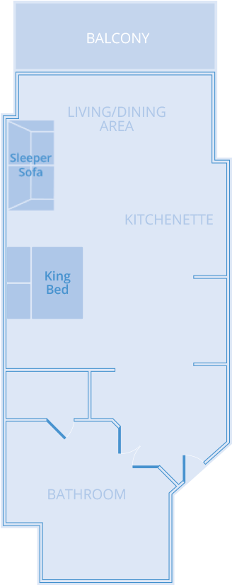1-bath Condo Rental - Diagram (450x825), Png Download