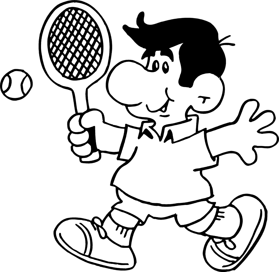 Ball Clip Art At - Tennis Cartoon Black And White (958x937), Png Download