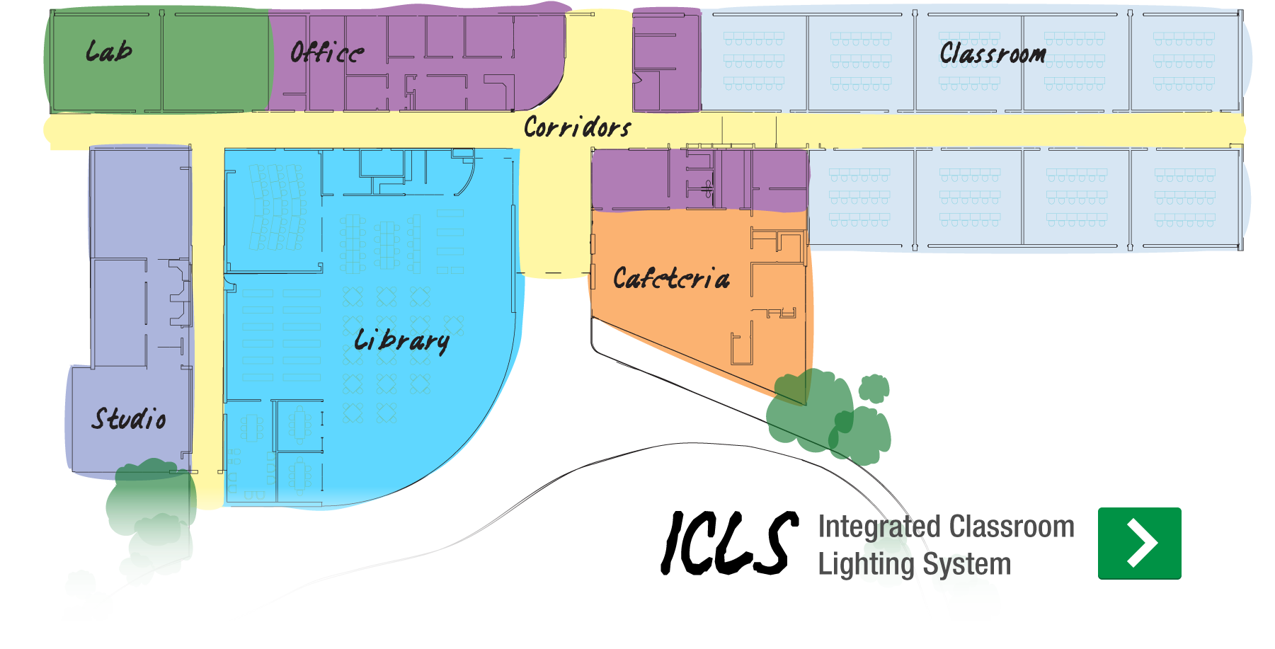 Finelite Integrated Classroom Lighting System - Diagram (1800x935), Png Download
