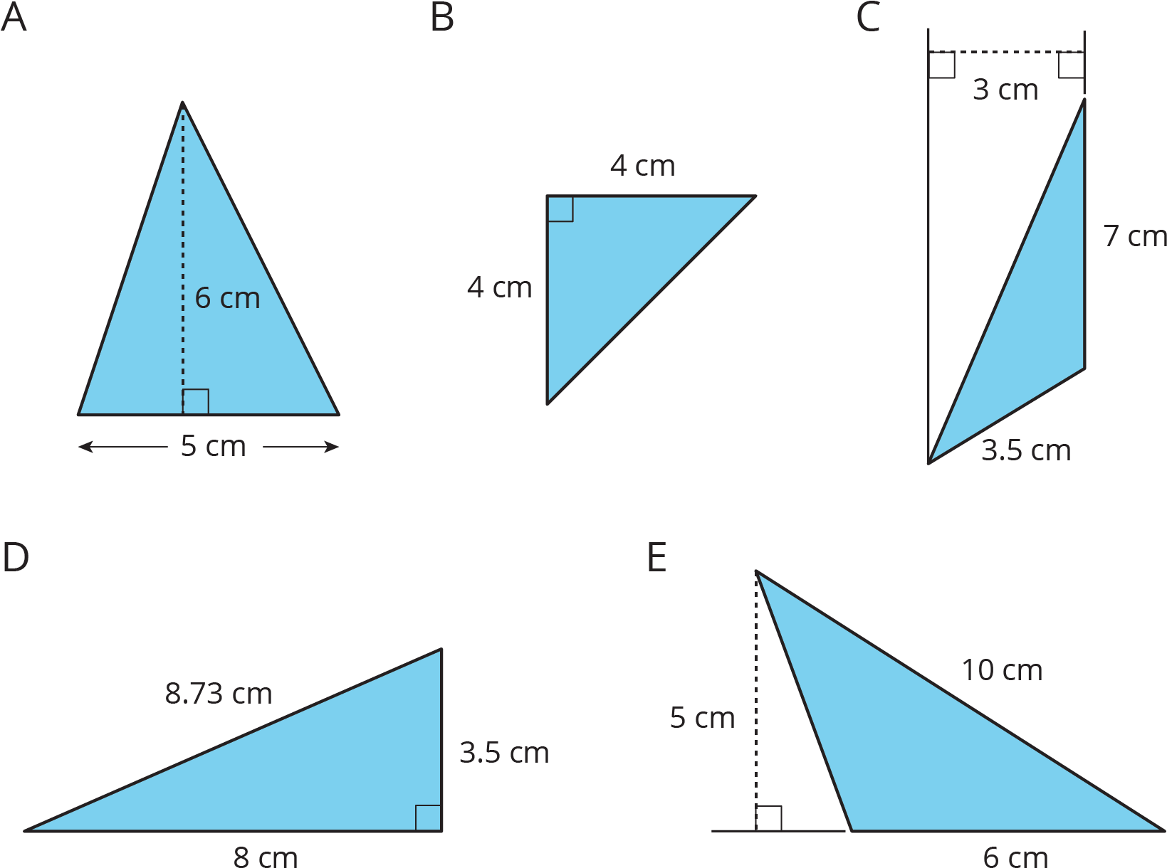 Five Triangles, All Measurements In Centimeters - 3cm 4cm 6cm Triangle (1642x1239), Png Download