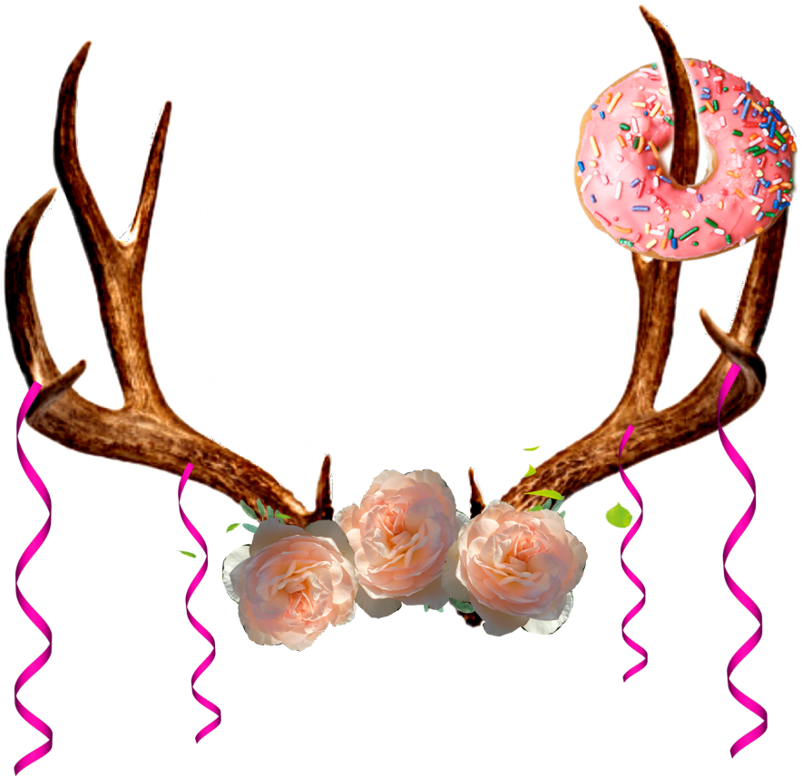 Flowercrown Donut Sticker By Goldengirl St - Deer Antlers (1024x1024), Png Download