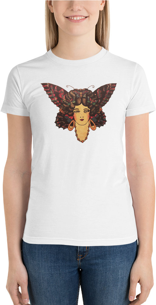 Bowery Butterfly Tattoo Club Short Sleeve Women's T-shirt - T-shirt (1000x1000), Png Download