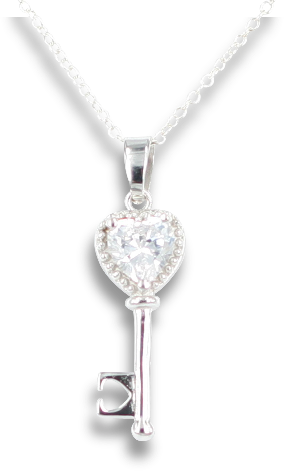Sterling Silver Heart Shape Transparent Background - Key Necklace Transparent (2000x2000), Png Download