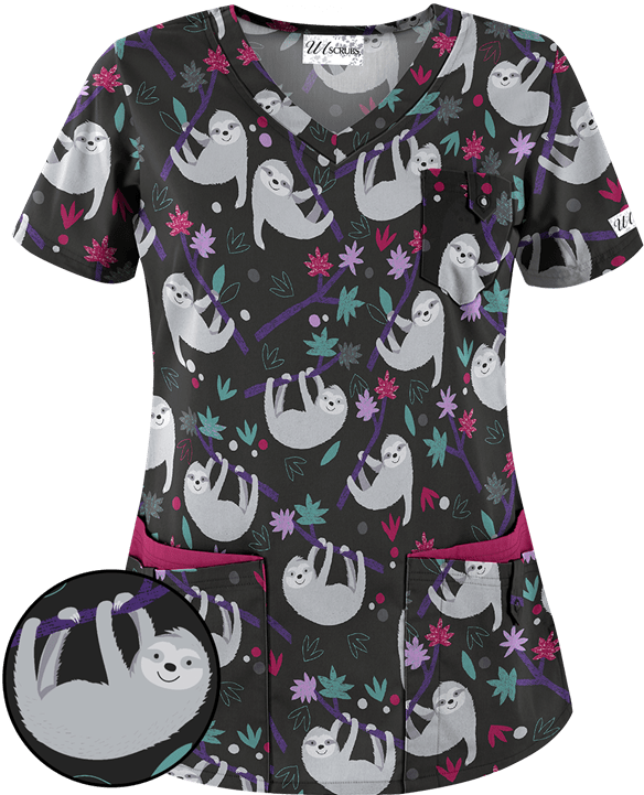 Ua638bls Cna Nurse, Nurse Life, Pediatric Scrubs, Disney - Sloth Scrub Top (600x720), Png Download