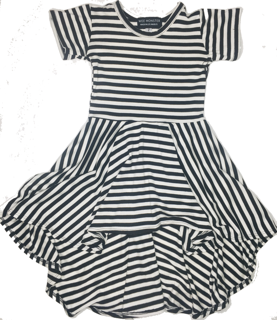 Black & White Stripe Short Sleeve Hi-lo Dress - Dress (1108x1280), Png Download