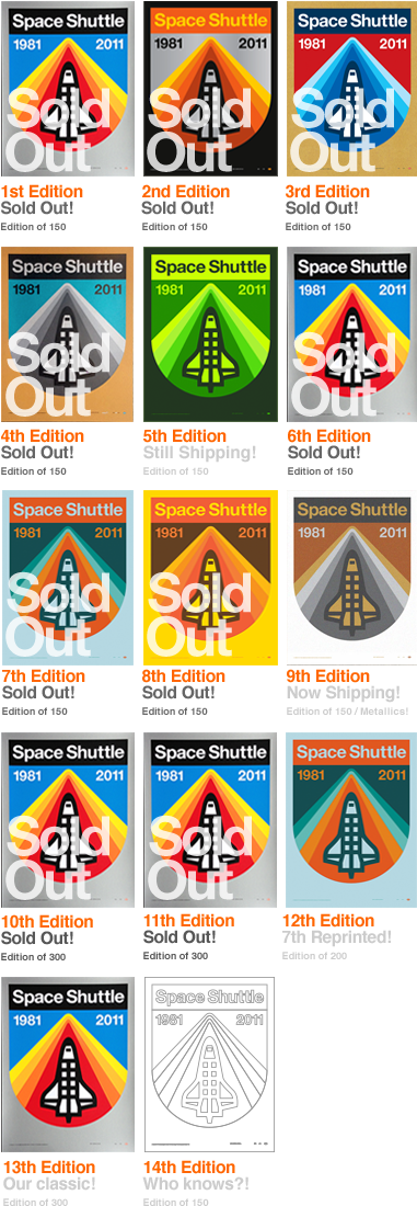 Merch Shuttle Editions 1-14 - Draplin Space Shuttle First Editions (380x1116), Png Download