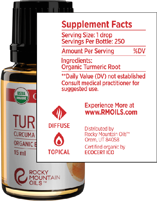 Organic Turmeric Essential Oil - Bottle (767x767), Png Download