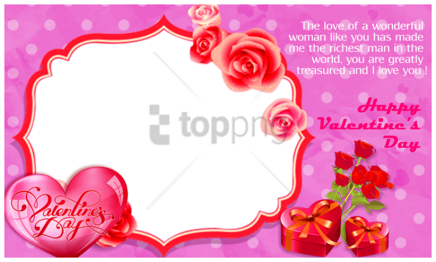 Free Png Valentine Day Frame Png Image With Transparent - Valentine Day Photo Frame (850x510), Png Download