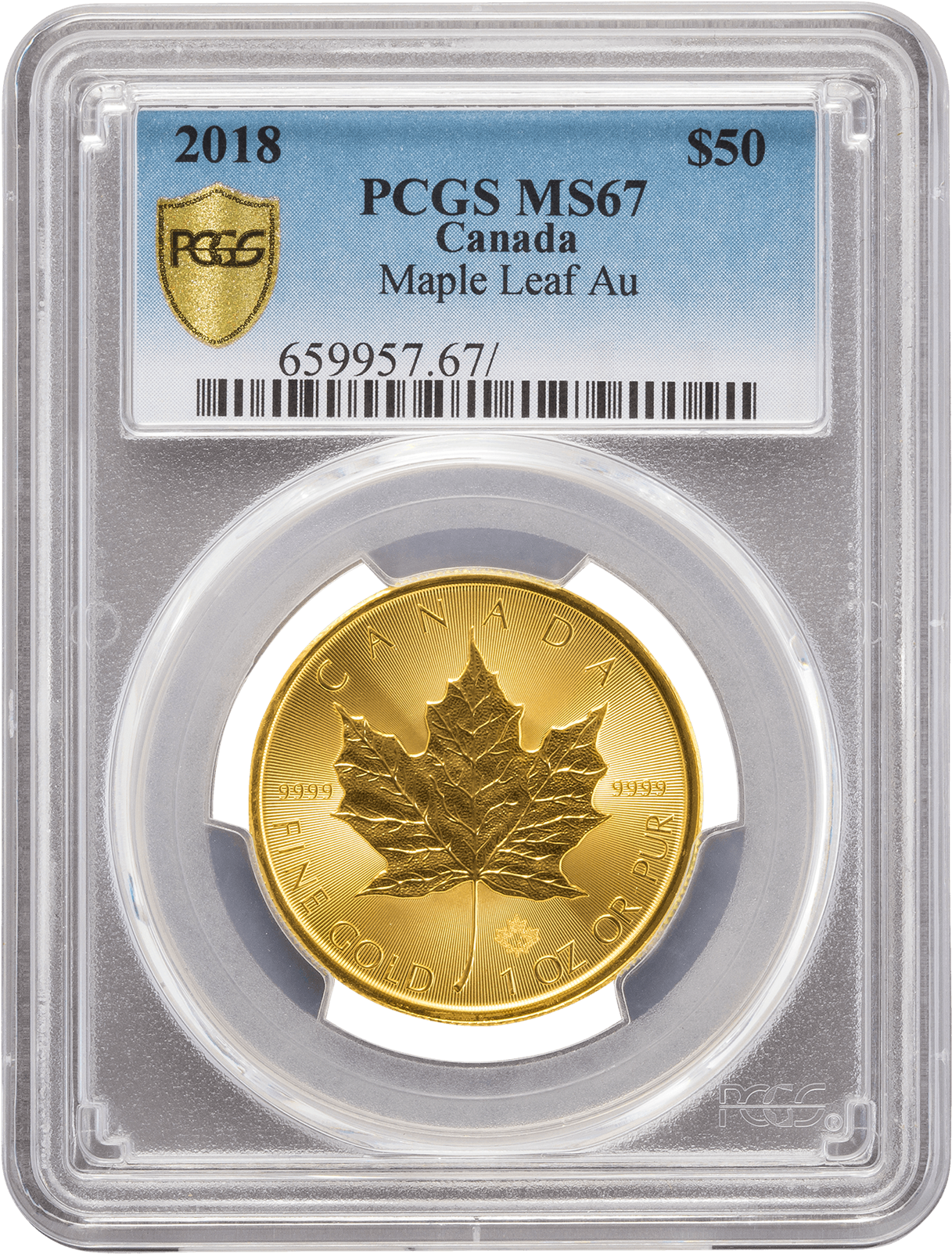 Pcgs 2018 1oz Gold Canadian Maple Leaf Ms67 - Call Of The Wild 2019 Gold Coin (1485x1980), Png Download