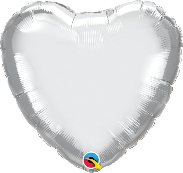 18" Chrome Silver Heart Foil Balloon - Silverchrome (600x568), Png Download