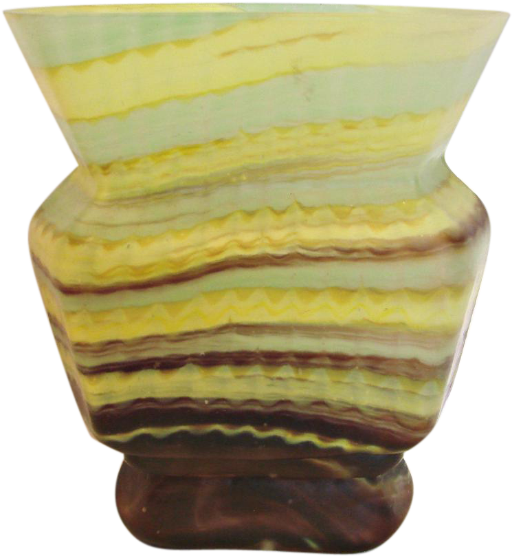 Bohemian Czech Kralik Rectangular 6-sided Art Glass - Vase (807x807), Png Download