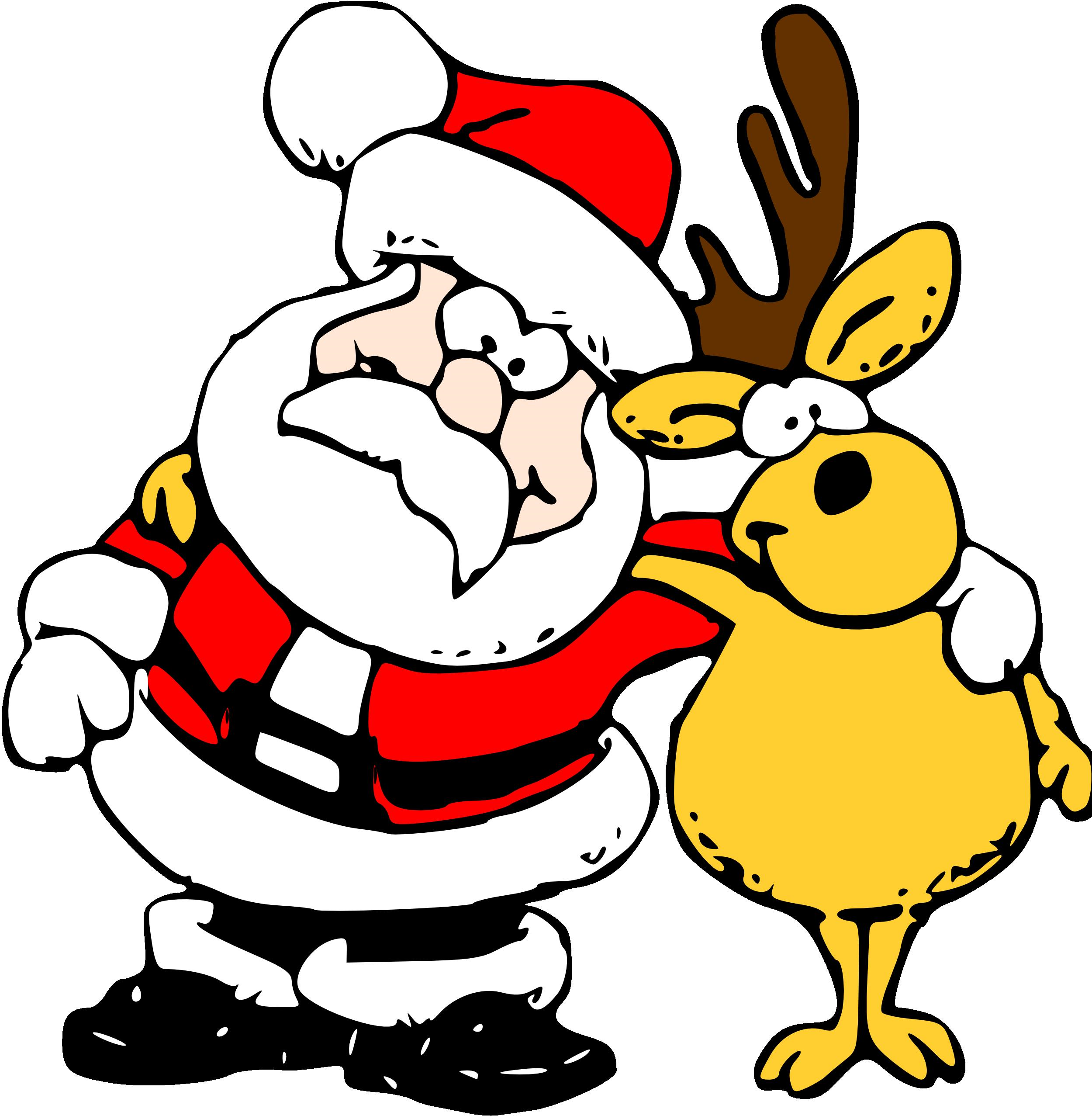 8lgdcxfnl8 - Santa And Reindeer Cartoon (2555x3467), Png Download