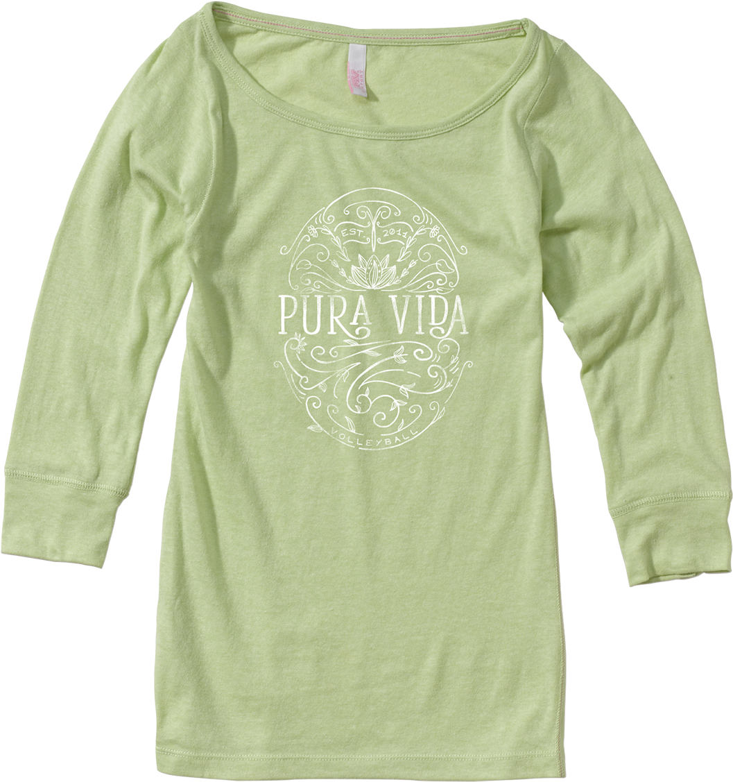 Longsleeve Green Shirt Pura Vida Volleyball Design - Long-sleeved T-shirt (1200x1200), Png Download