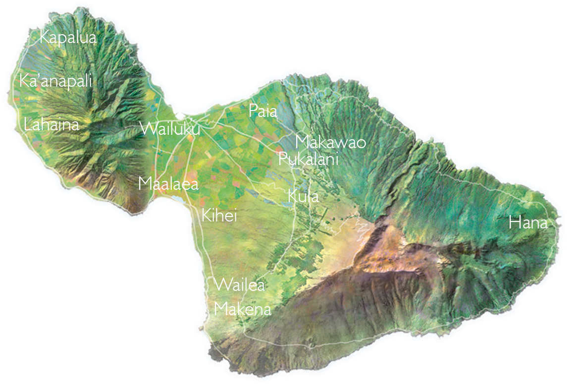 Maui Luxury Real Estate - Maui Map (1226x911), Png Download
