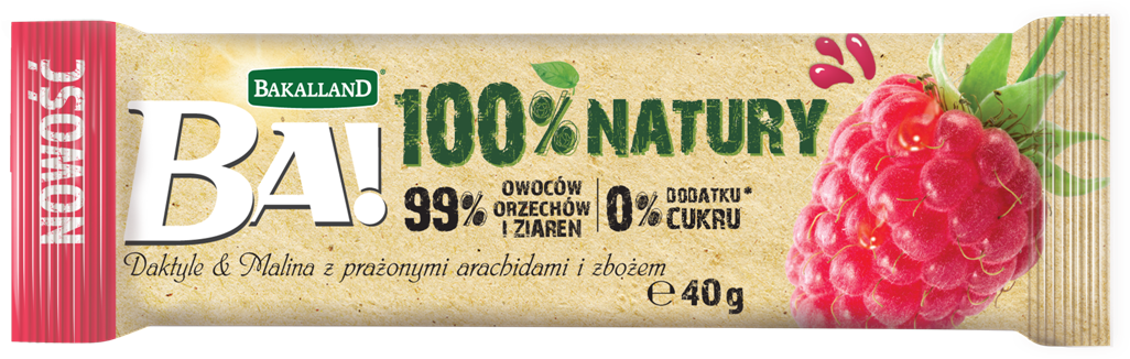 Baton Owocowy Daktyl, Malina - Bakalland (1076x354), Png Download