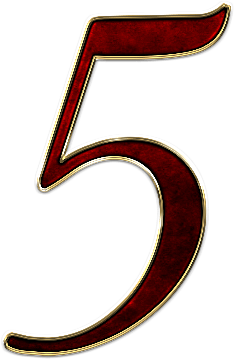 Chiffre 5 Rouge - Number 5 With No Background (979x1280), Png Download