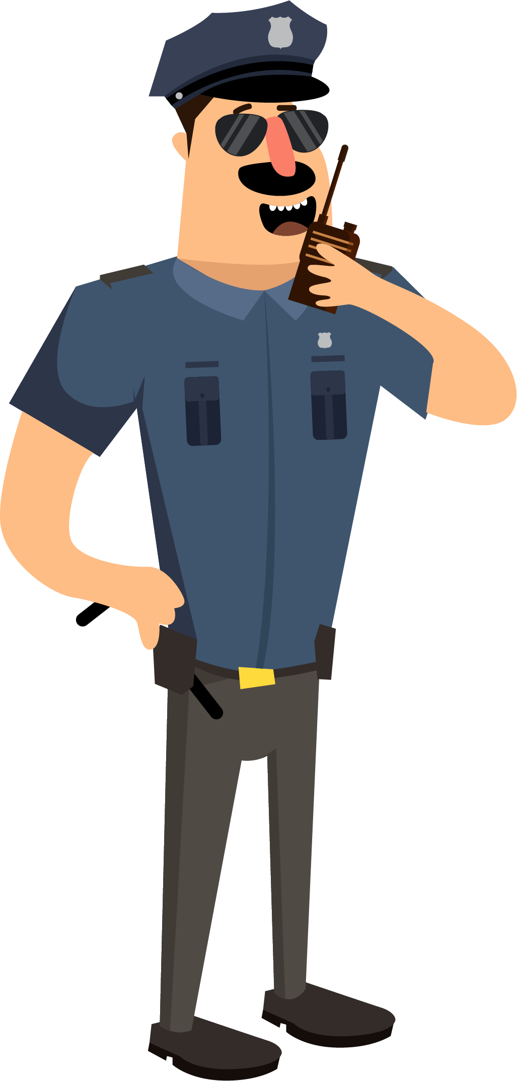 Cartoon Illustration Walkie Talkie - Cartoon Cop Png (1027x2148), Png Download