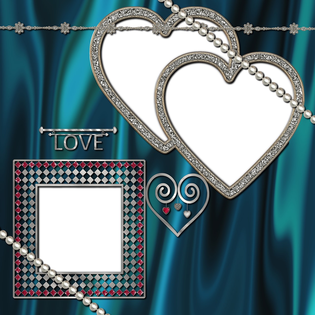 Scrapbook Scrap Frame Heart Png Image - Necklace (1280x1280), Png Download