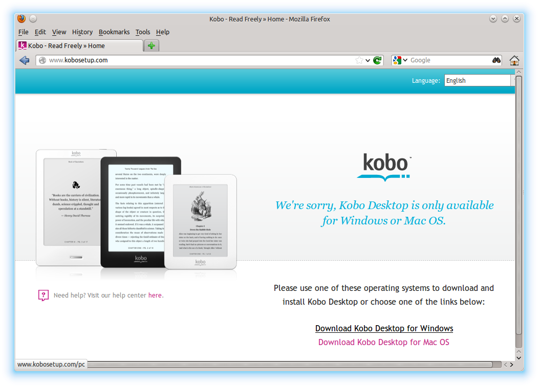 Browser Displaying Kobosetup - Kobosetup (1076x780), Png Download