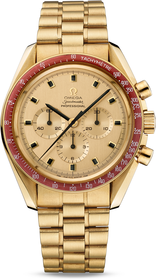 A Speedmaster In Gold For Apollo 11 Model - Omega Speedmaster Apollo 11 50th Anniversary (800x1100), Png Download