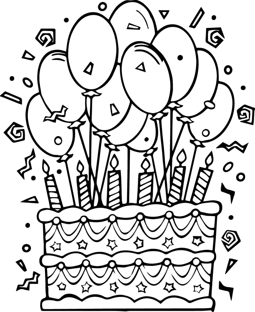 Birthday-cake - Bday Cake Coloring Page (838x1024), Png Download