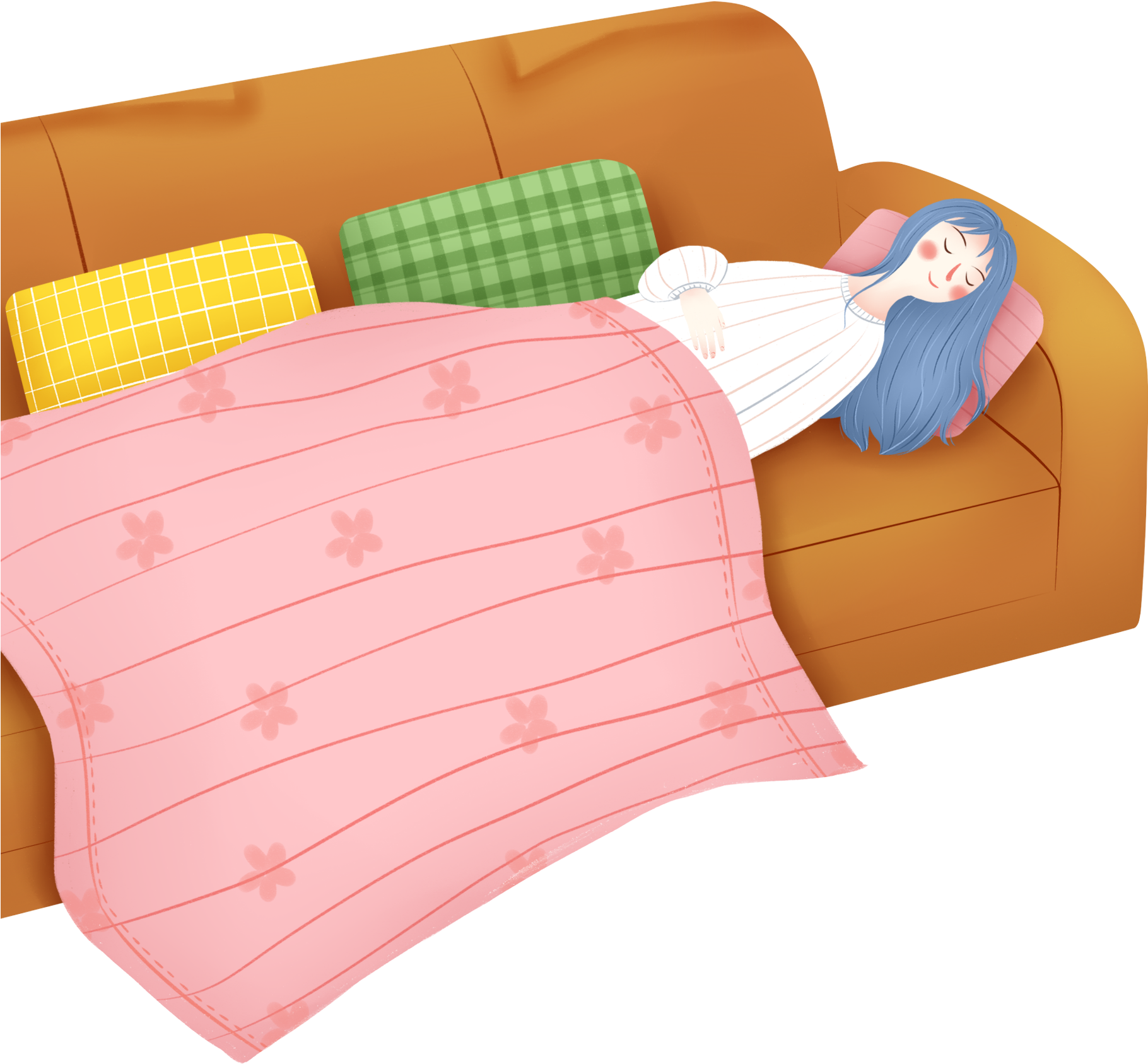 Painted Fresh Girl Sofa Png And Psd - Cushion (2000x2000), Png Download
