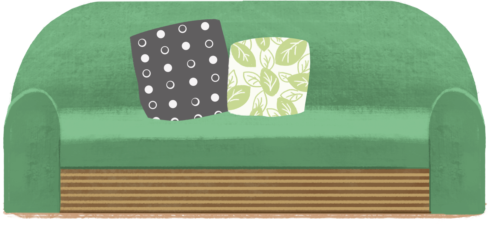 Cartoon Hand Drawn Illustration Green Sofa Png And - Grass (2000x2000), Png Download