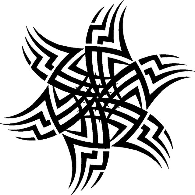 Stylized, Star, Pattern, Circle, Art, Wavy - Tribal Template (640x640), Png Download