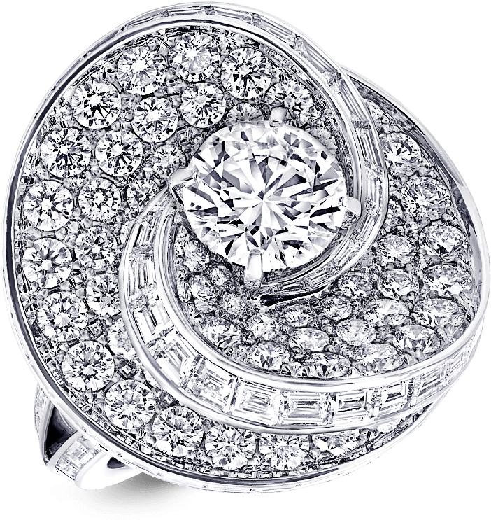 A Graff Swirl Twist Ring Featuring A Halo Of White - Watch (2000x2000), Png Download