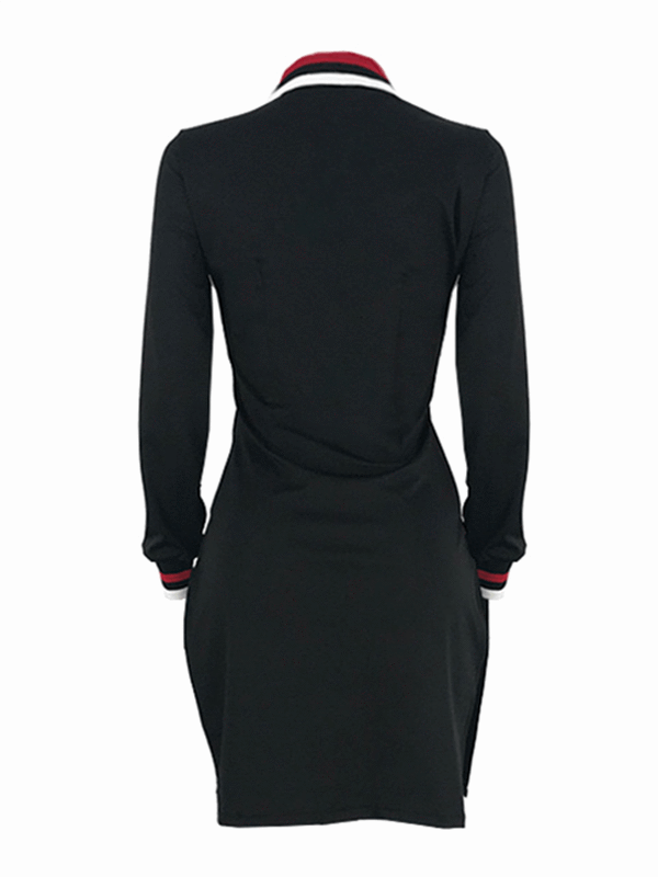 Lip Print Slit Polo Dress - Little Black Dress (600x800), Png Download