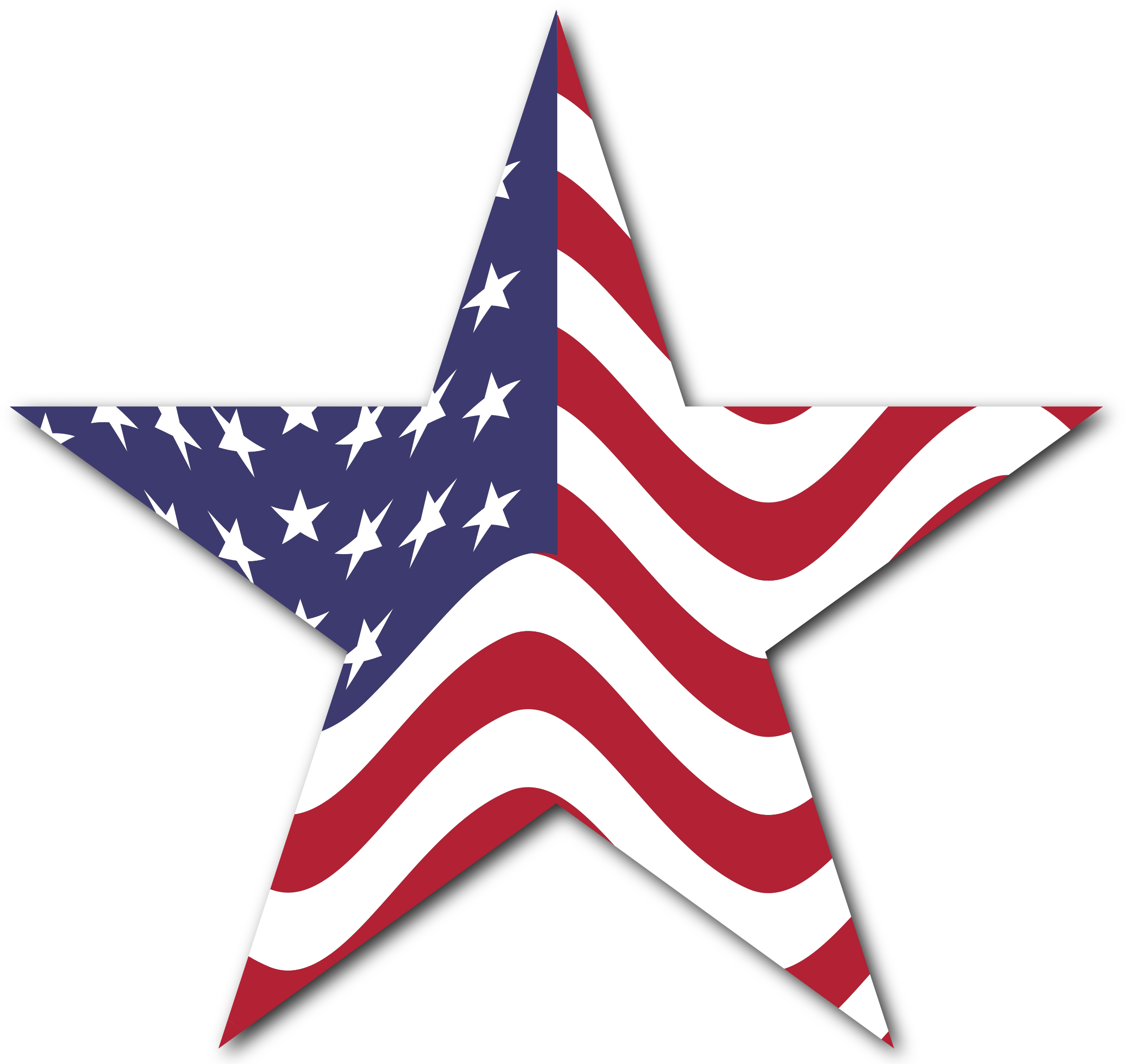 Picture Star With Drop Shadow Big Image - Star With American Flag (2400x2283), Png Download