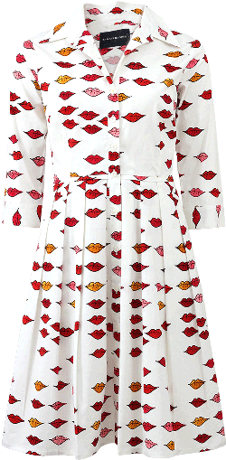 Samantha Sung Audrey Lip Print Dress - Day Dress (480x612), Png Download