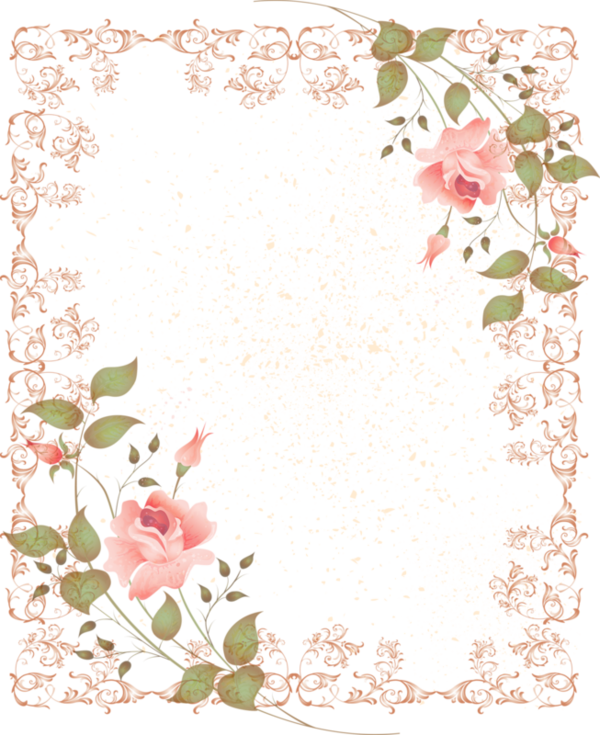 Marco Rahmen Cadre Frame Tube Png Quadro - Pale Pink Flower Border (600x735), Png Download