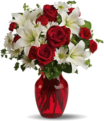 Rosa Rojas Y Flores Blancas - Different Kinds Of Bouquet Arrangement (490x490), Png Download