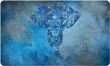 A Blue Watercolor Elephant Portrait In Denim Look Doormat - Interestprint Galaxy Mandala Elephant Tapestry Wall (500x500), Png Download