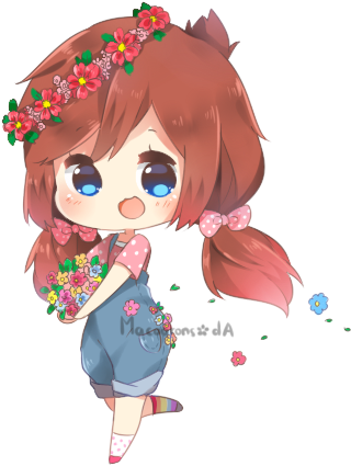 By Macaarons Cute Chibi, Watercolor Mixing, Awesome - Happy Chibi Girl (350x450), Png Download