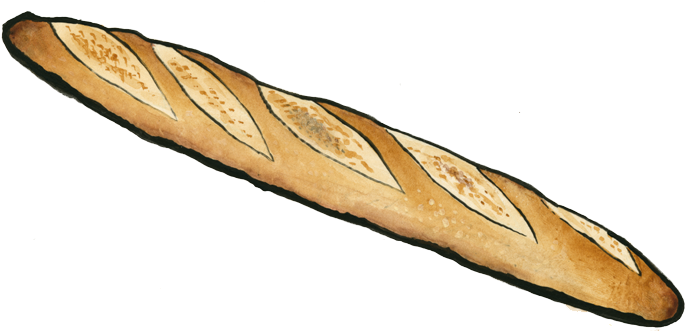 French Bread Drawing At Getdrawings - Baguette Drawing (707x347), Png Download