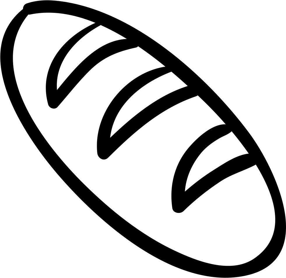 Bread Baguette Outline Comments - Loaf Of Bread Outline (981x952), Png Download