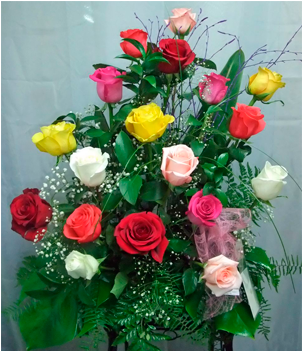 Centro De Rosas Colores - Rosas De Colores (371x350), Png Download