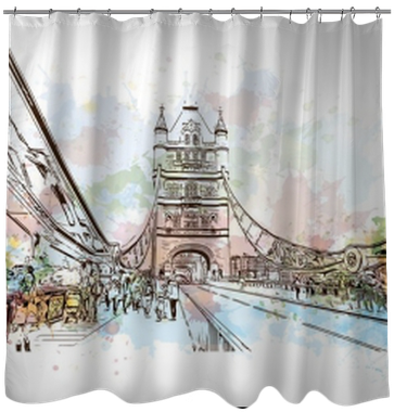 Watercolor Sketch Of Tower Bridge London, Uk In Vector - Watercolor Painting (400x400), Png Download