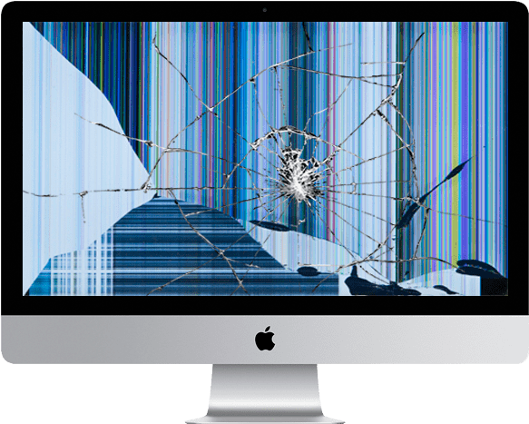 Imac Lcd Screen Repair - Broken Mac Desktop Computer (600x600), Png Download