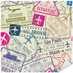 Vector Seamless Pattern With Passport Visa Stamps Sticker - Les Mobilités Dans Le Monde - Livre (400x400), Png Download