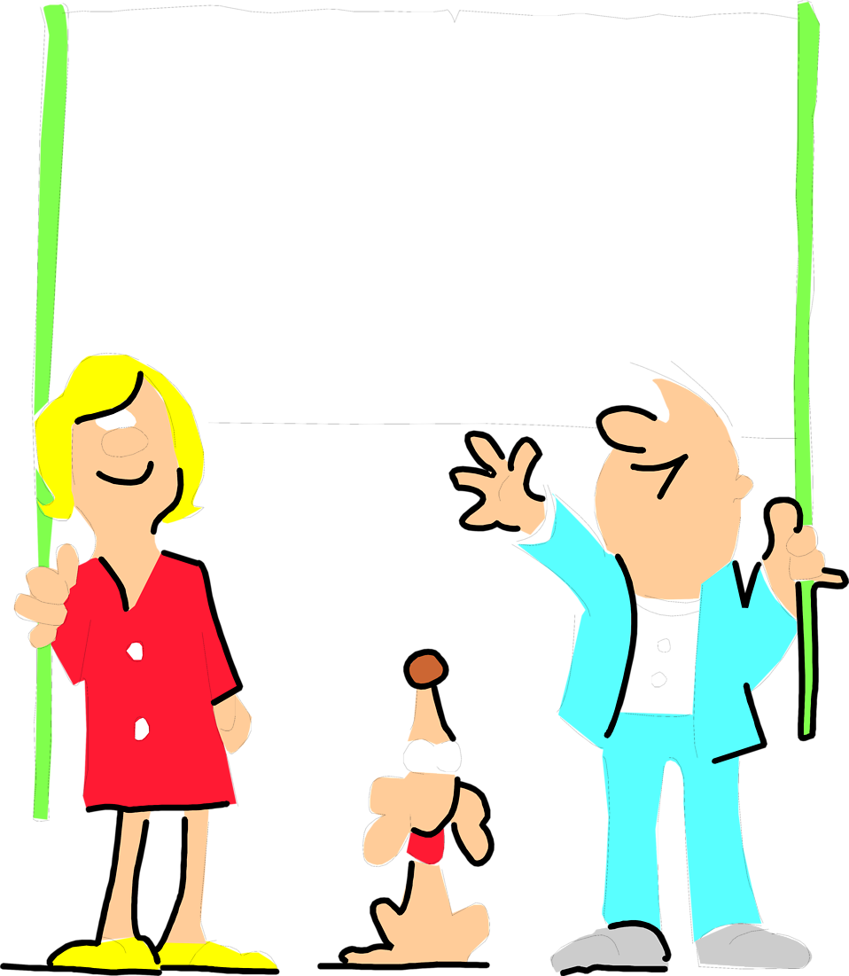 Clipart Sports Banner - Man And Woman Holding Sign Clipart (958x1101), Png Download