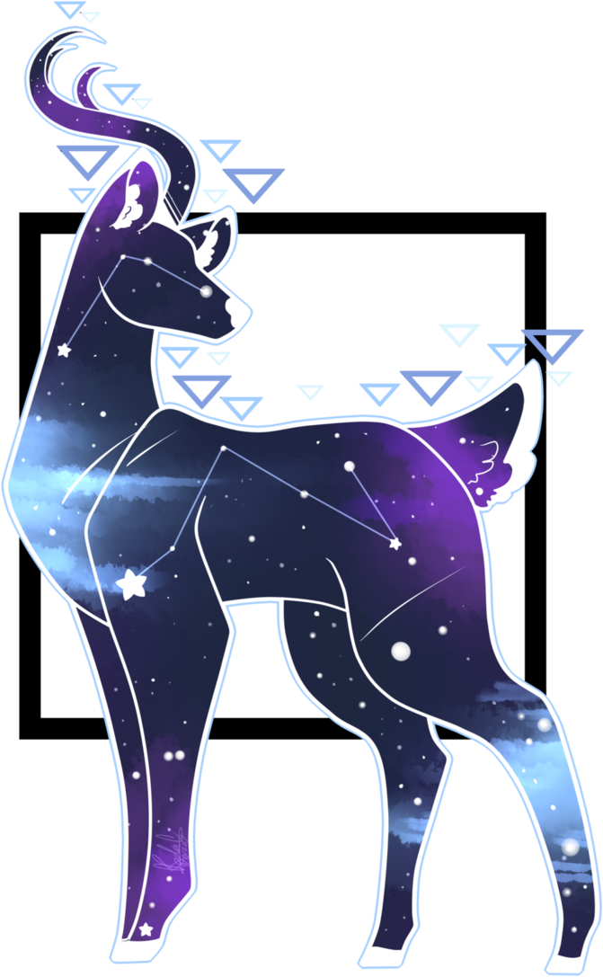 Digital Space Deer By Kodaconstellation On Deviantart - Watercolor Painting (720x1108), Png Download