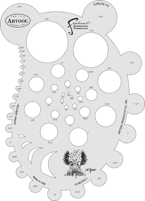 Artool Blasted Fx Template - Airbrush Circle Template (500x692), Png Download