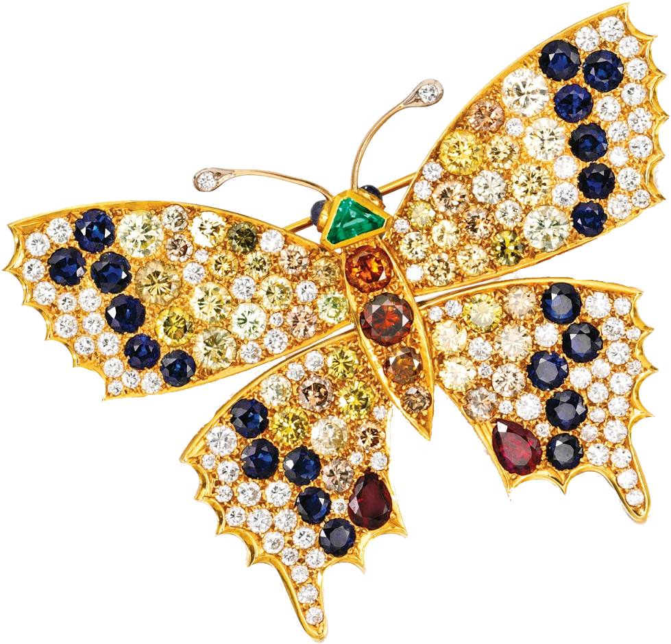 Jewelled Butterfly Png - Brooch (1600x1600), Png Download