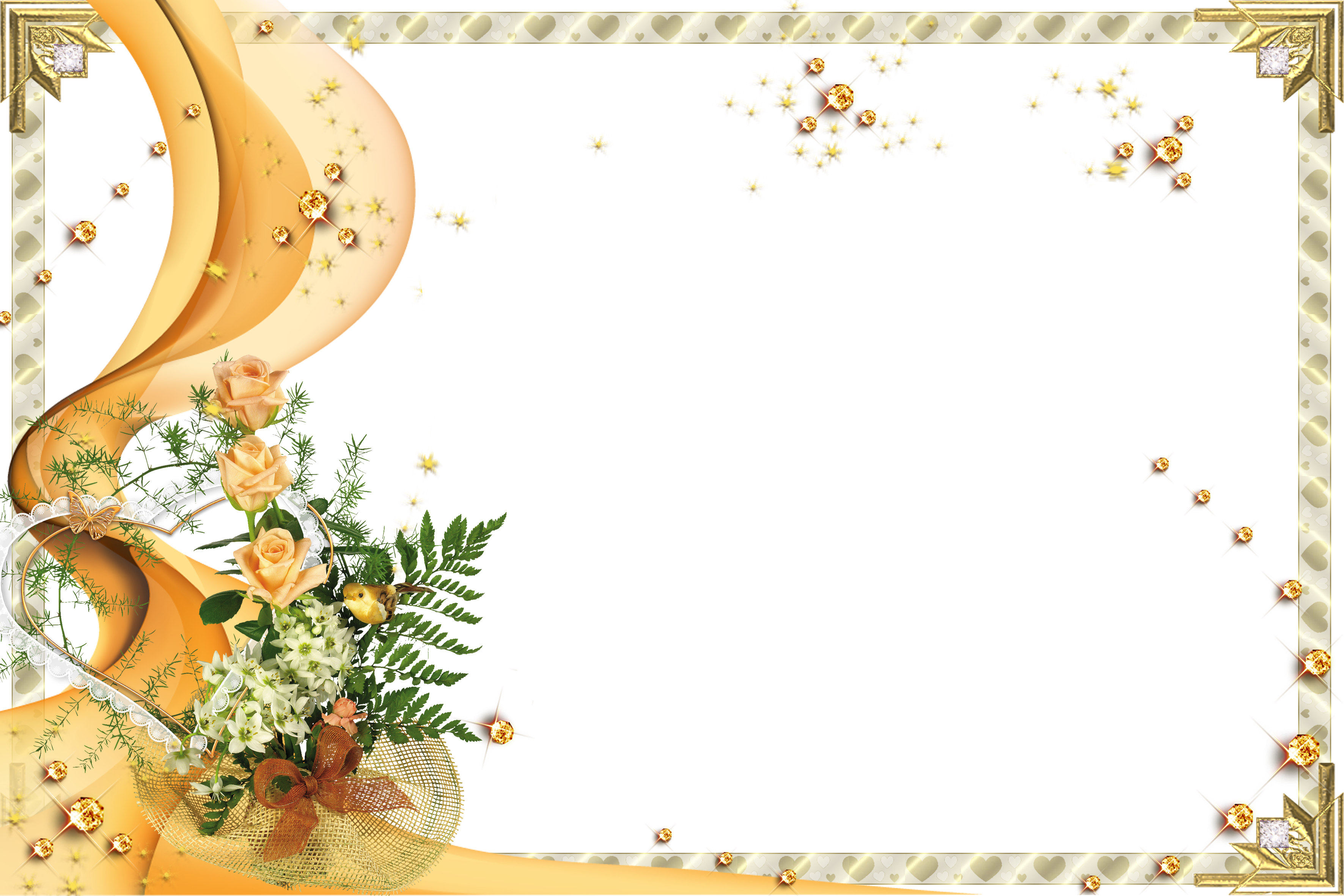 Yellow Rose Clipart Gold Frame - Simple Background For Invitation Cards (3543x2362), Png Download